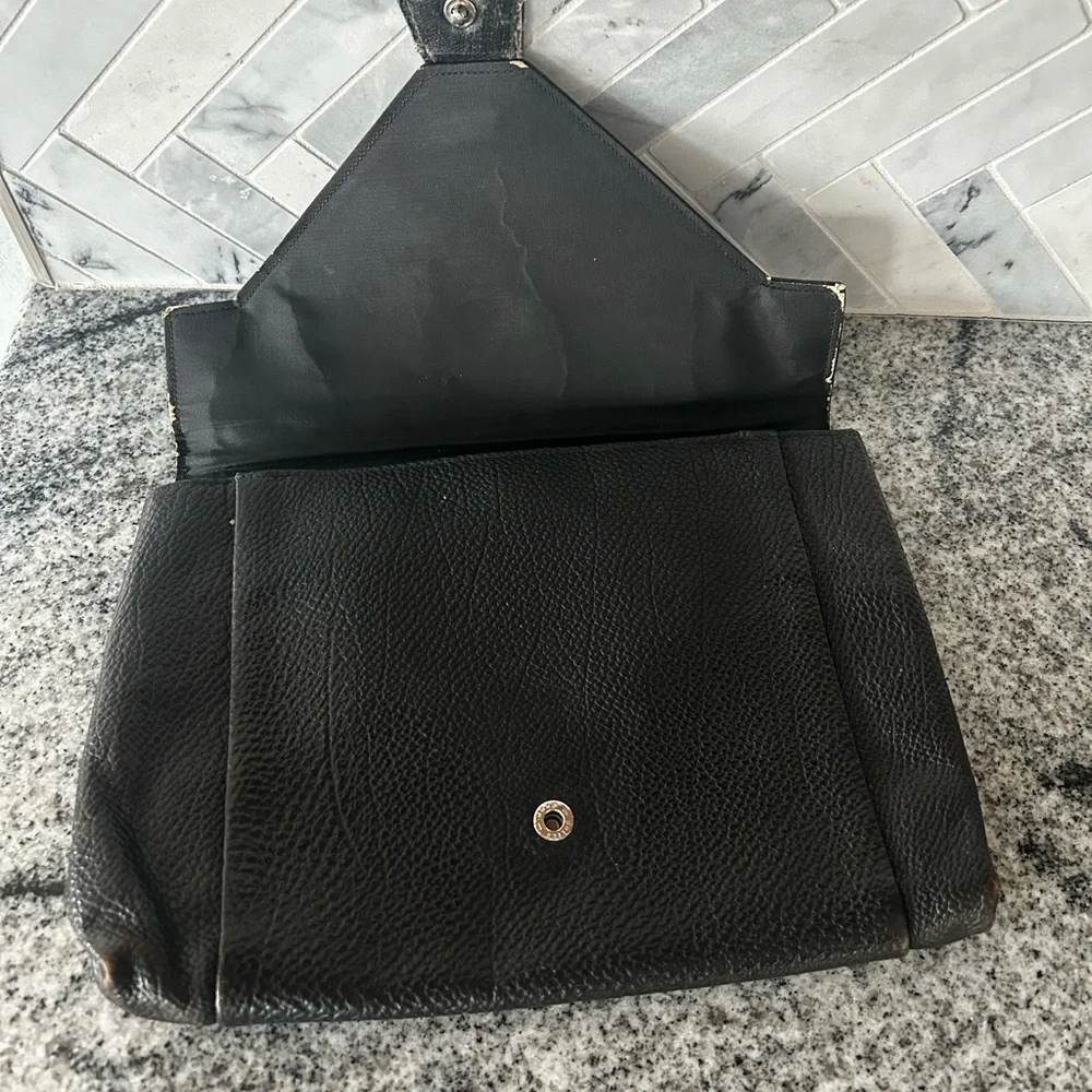 Vintage Black Leather Clutch - Picture 3 of 6